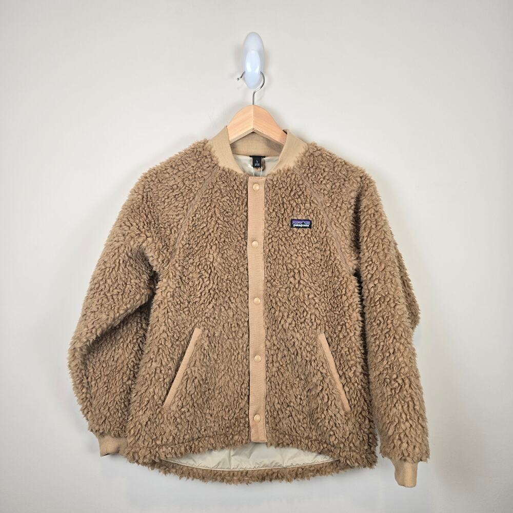 Patagonia Retro-X Bomber Jacket Size L/12 Grayling Brown Snaps Pockets Coat